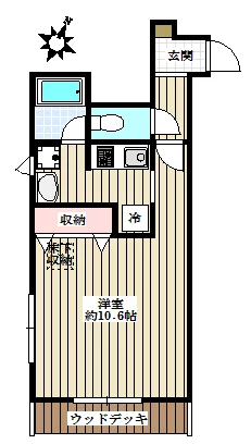 Bravo Villa(ブラヴォーヴィラ) 1階 1Kの間取り