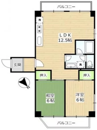 トーカングランドマンション音羽 6階 2LDKの間取り