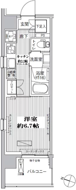 レーヴマニフィック本郷 4階 1Kの間取り