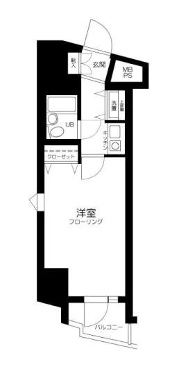 日神パレステージ護国寺 4階 1Kの間取り