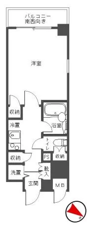 パレステュディオ御茶ノ水湯島駅前 4階 1Kの間取り