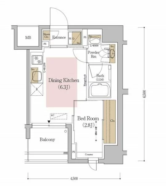 アーバネックス文京本郷 3階 1DKの間取り