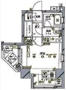 アクロス文京 2階 1Rの間取り