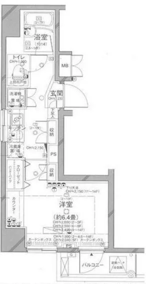 パレステュディオ文京根津 8階 1Kの間取り