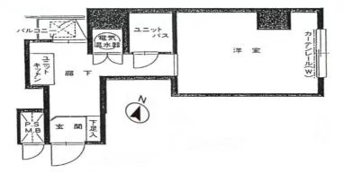ペガサスマンション本郷 5階 1Rの間取り