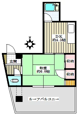 尾高ビル 5階 1Kの間取り
