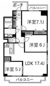 リーラ文京本駒込 8階 3LDKの間取り