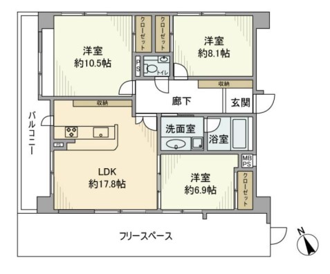 ヴィンテージファースト千石 1階 3LDKの間取り