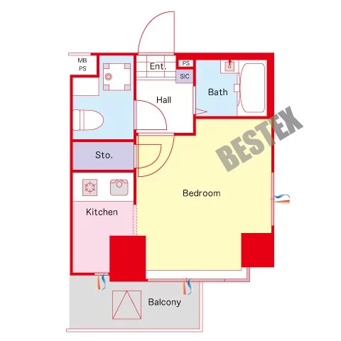 菱和パレス文京南 4階 1Kの間取り