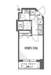 グランアセット早稲田 7階 1Kの間取り