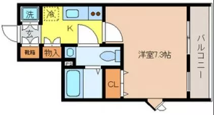 目白坂テラス 2階 1Kの間取り