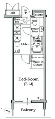 レジディア文京本駒込 4階 1Kの間取り