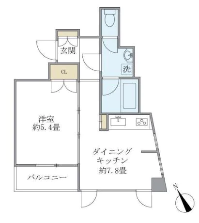 CASA文京動坂 8階 1DKの間取り