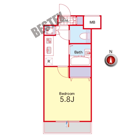 ヴィーダ御茶ノ水 2階 1Kの間取り