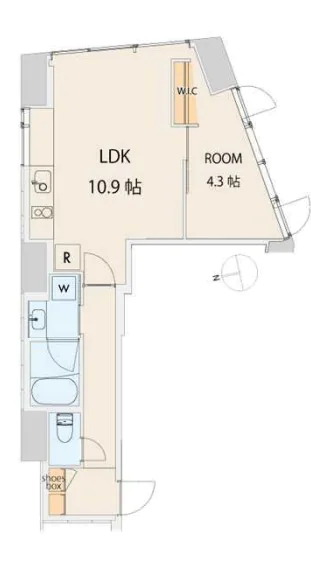 エスセナーリオ本郷三丁目 3階 1LDKの間取り