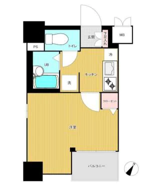 エスコート東大前 9階 1Kの間取り