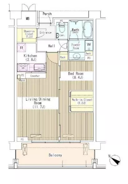 マチュリティ小石川 2階 1LDKの間取り