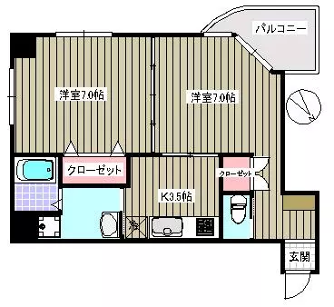 文京ツインタワー 4階 2Kの間取り