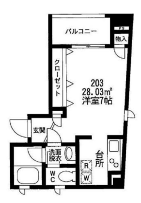 千石エムズビル 2階 1Kの間取り