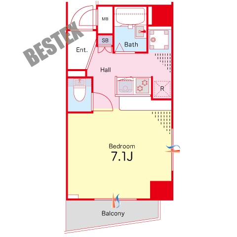 三和第一ビル 7階 1Rの間取り