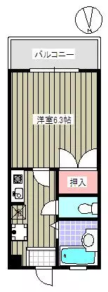 本郷展雲荘 3階 1Kの間取り