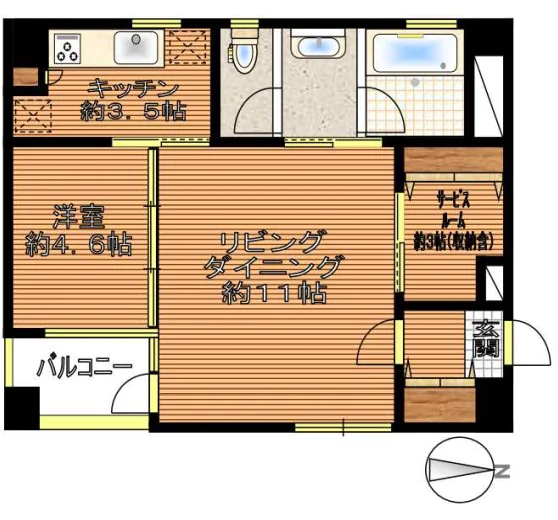 コート本郷 4階 1SLDKの間取り
