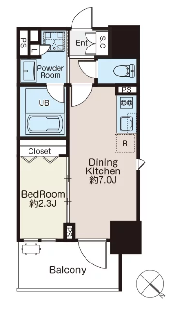 クラシアム文京白山 10階 1DKの間取り