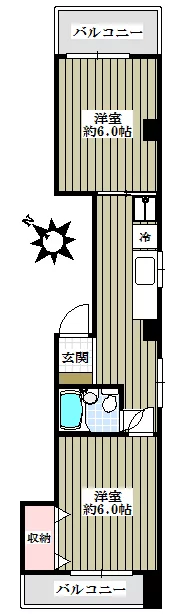 小宮ビル(本駒込) 3階 2Kの間取り