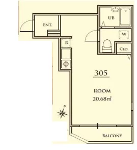 レジデンス本駒込 3階 1Rの間取り
