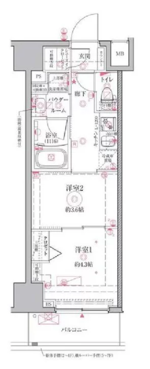 クレイシアIDZ江戸川橋 5階 2Kの間取り