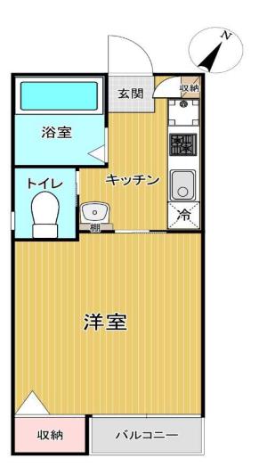 ロイヤルクレスト弥生 2階 1Kの間取り