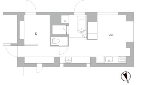 天神町place 2階 1Rの間取り