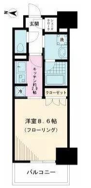 クレヴィア本郷 4階 1Kの間取り