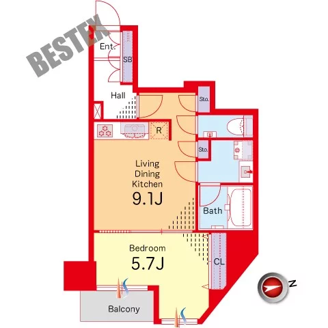【築浅】GRAN PASEO本郷三丁目 10階 1LDKの間取り