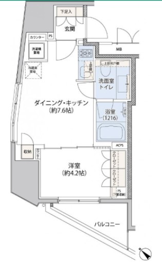 レジディア文京小石川Ⅱ（旧クレヴィアリグゼ小石川） 3階 1LDKの間取り