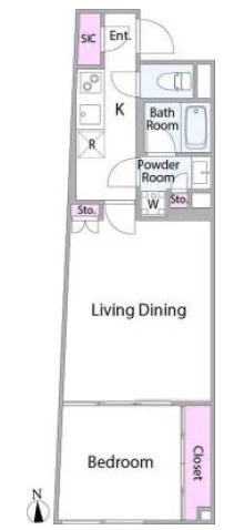 プラティーク文京目白台 2階 1LDKの間取り