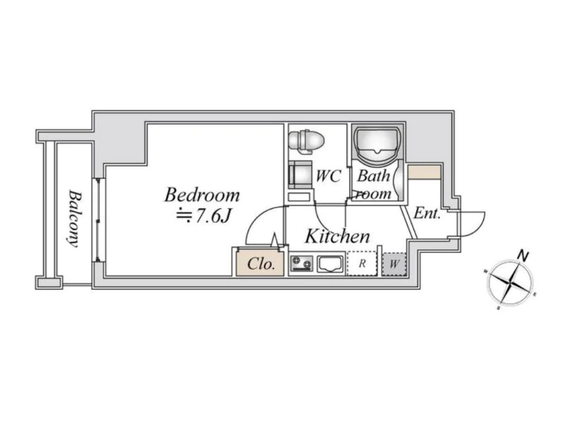 【築浅】ドゥーエ千駄木 3階 1Kの間取り