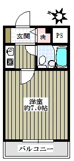 グリーンハイツ向丘 3階 1Kの間取り