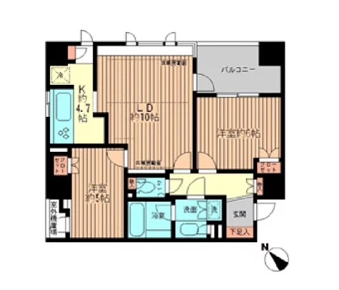 ヒルズ目白台 2階 2LDKの間取り
