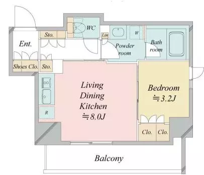 【築浅】クロスレジデンス六義園 8階 1LDKの間取り