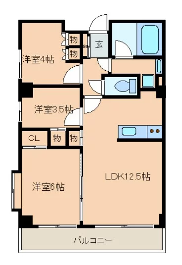 レジディア文京音羽 2階 3LDKの間取り