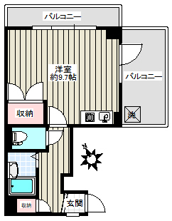 マムハイツ千駄木 8階 1Rの間取り