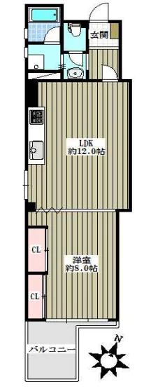 フォーチュンフィールド文京湯島 7階 1LDKの間取り