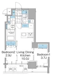 ルフォンプログレ本郷三丁目 10階 2LDKの間取り