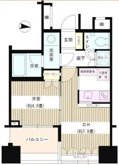 ネオマイム文京音羽 13階 1DKの間取り