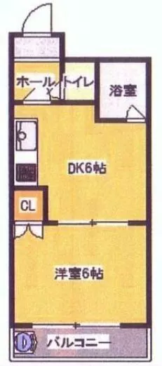 パール白山 5階 1DKの間取り