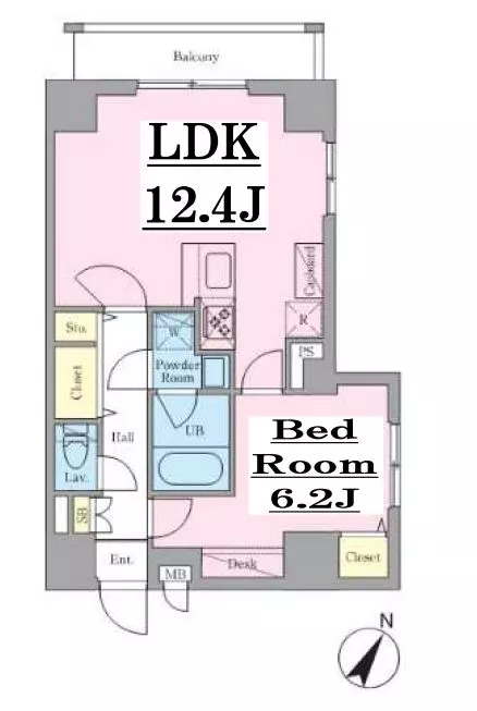 GRAN REST文京茗荷谷(グランレスト文京茗荷谷) 5階 1LDKの間取り