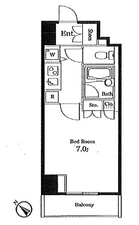 KDX文京千石レジデンス 7階 1Kの間取り