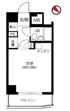 藤和シティコープ新大塚 3階 1Rの間取り
