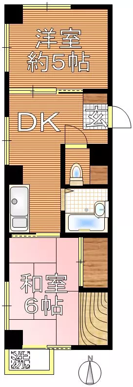 グリンカ白山 3階 2DKの間取り